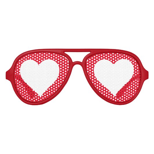 Liefde Hart Rood en Wit Romantisch Aviator Zonnebril (Voorkant)