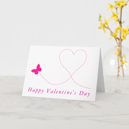 Liefde Hart Roze Vlinder Valentijnsdag Kaart (Gele Bloem)