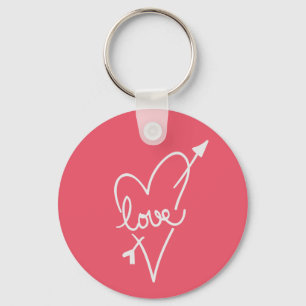 Liefde Hart Roze & Wit - Trouwen, Bruidsfeest Sleutelhanger