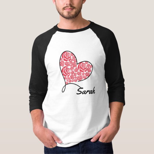 Liefde Hart & Rozen - Op maat T-shirt (Voorkant)