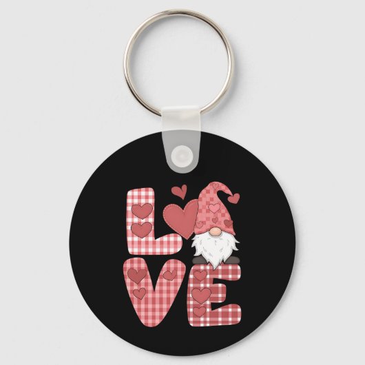 Liefde Hart Schattig Gnome Valentijnsdag Sleutelhanger (Voorkant)