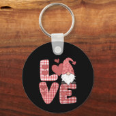 Liefde Hart Schattig Gnome Valentijnsdag Sleutelhanger (Voorkant)
