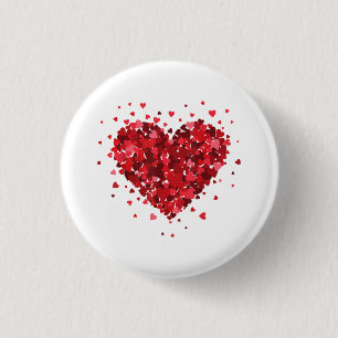 Liefde Hart Shirt voor Vrouwen Meisjes Jongens Har Ronde Button 3,2 Cm