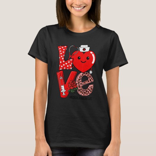 Liefde Hart Stethoscoop Medisch Assistent Leven Wa T-shirt (Voorkant)