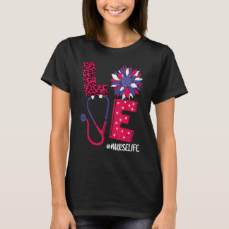Liefde Hart Stethoscoop Verpleegster Leven 4 Juli  T-shirt