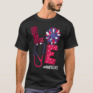 Liefde Hart Stethoscoop Verpleegster Leven 4 Juli  T-shirt