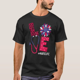 Liefde Hart Stethoscoop Verpleegster Leven 4 Juli  T-shirt