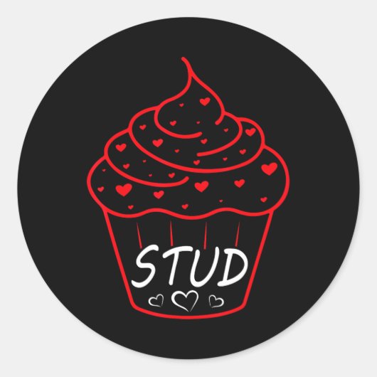 Liefde Hart Stud Muffin Cupcake Valentijnsdag Ronde Sticker (Voorkant)