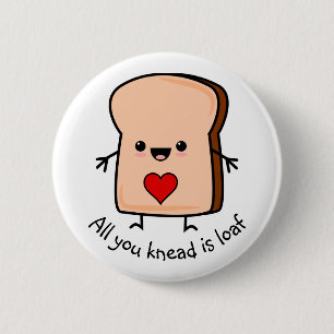 Liefde Hart Toast Brood Knop Ronde Button 5,7 Cm
