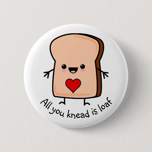 Liefde Hart Toast Brood Knop Ronde Button 5,7 Cm (Voorkant)