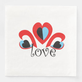 liefde hart traditioneel valentijn rood pauwenmask servet