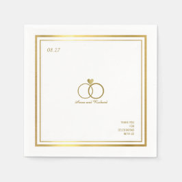 Liefde hart & twee trouwringen, een elegante servetten