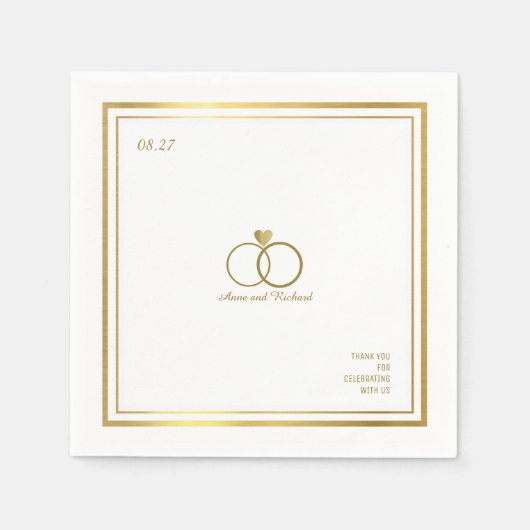 Liefde hart & twee trouwringen, een elegante servetten (Voorkant)