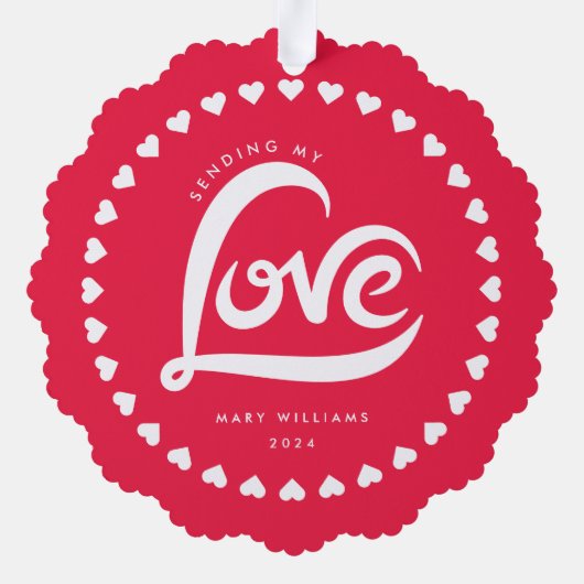 Liefde hart Valentijnsdag aangepaste foto Ornament Kaart (Achterkant)