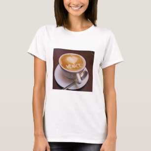 Liefde Hart Venetië Cappuccino Koffie Kop Mok T-sh T-shirt