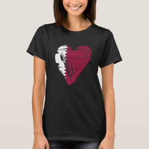 Liefde Hart Vintage Retro Qatar Vlag T-shirt