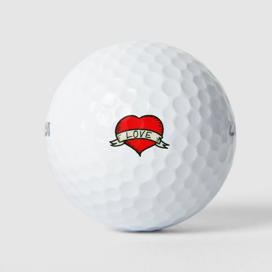 Liefde Hart Vorm Tekening Golfballen (Voorkant)