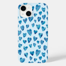 Liefde hart waterverf blauw Case-Mate iPhone 14 hoesje