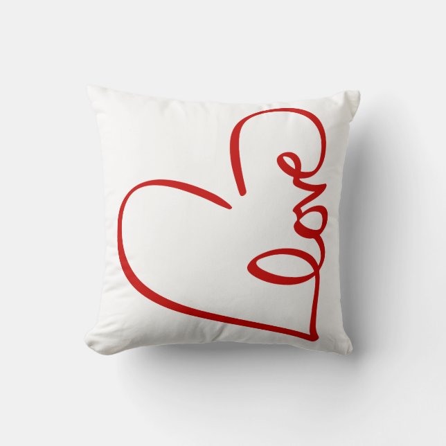Liefde Hart Woord Kunst Rood Valentijn Kussen (Voorkant)