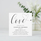 Liefde Hart Zwart en Wit Moderne Koppels Douche Kaart (Staand voorkant)