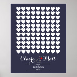 liefde harten bruiloft ondertekening gastboek mari poster