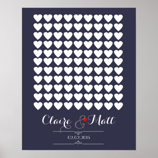 liefde harten bruiloft ondertekening gastboek mari poster (Voorkant)