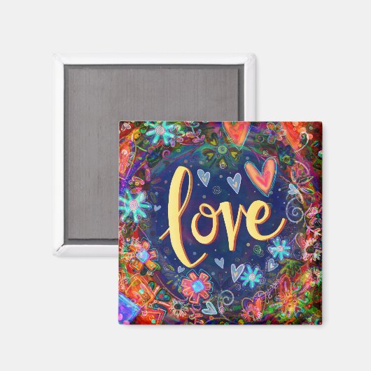 Liefde  Harten Floral ONE WORD Inspirativiteit Magneet (Voorkant / Achterkant)