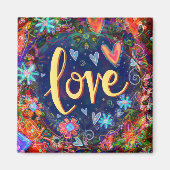 Liefde  Harten Floral ONE WORD Inspirativiteit Magneet (Voorkant)