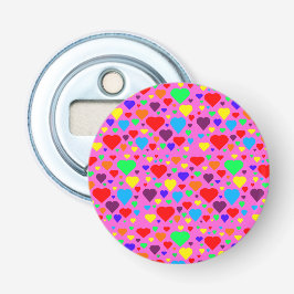 Liefde harten in roze flesopener button flesopener