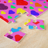 Liefde harten in roze puzzel (Zijkant)