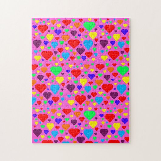 Liefde harten in roze puzzel (Verticaal)