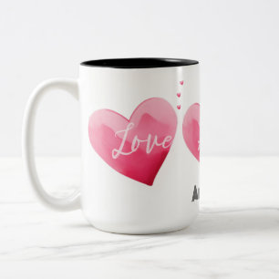 Liefde harten in roze voor Valentijnsdag Tweekleurige Koffiemok