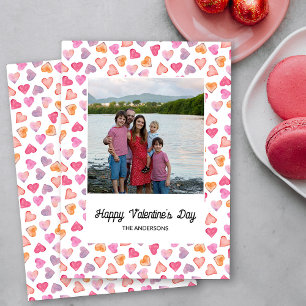 Liefde harten ingelijst familie foto Valentijnsdag Feestdagenkaart