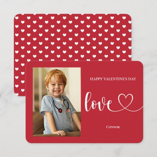 Liefde & Harten Klaslokaal Foto Valentijnse Kaarte Bedankkaart (Voorkant / Achterkant)