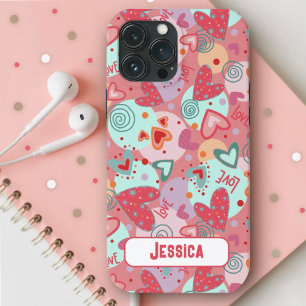 Liefde Harten Leuk Modern Roze Patroon Inspirivity Case-Mate iPhone Case