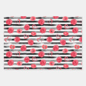 Liefde, harten, lippen, Rozen en strepen Inpakpapier Vel (Voorkant 3)