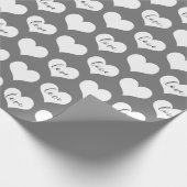 Liefde harten op grijs cadeaupapier (Hoek)