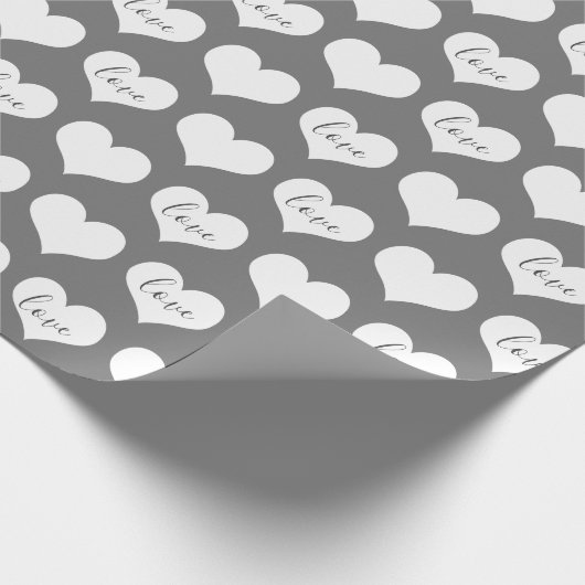 Liefde harten op grijs cadeaupapier (Hoek)