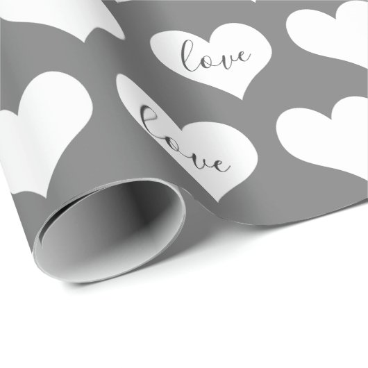 Liefde harten op grijs cadeaupapier (Rol Hoek)