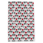Liefde harten rood en grijs medium cadeauzakje (Voorkant)