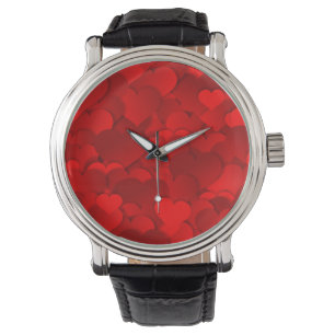 Liefde Harten Textuur Rood Patroon-19909 Horloge