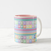 Liefde harten Valentijnsdag design pastelkleuren c Tweekleurige Koffiemok (Voorkant rechts)