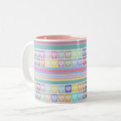 Liefde harten Valentijnsdag design pastelkleuren c Tweekleurige Koffiemok (Voorkant links)