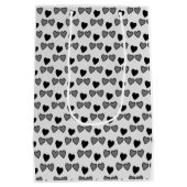 Liefde harten zwart en grijs medium cadeauzakje (Achterkant)