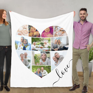 Liefde Hartvormige 11 Foto Collage Wit Fleece Deken