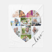 Liefde Hartvormige 11 Foto Collage Wit Fleece Deken (Voorkant)