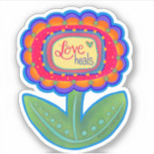 Liefde Heals Leuke Bloem Inspirivity Sticker (Voorkant)
