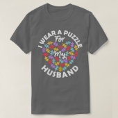 Liefde Heart Autisme Awareness I Draag Puzzle Husb T-shirt (Design voorkant)