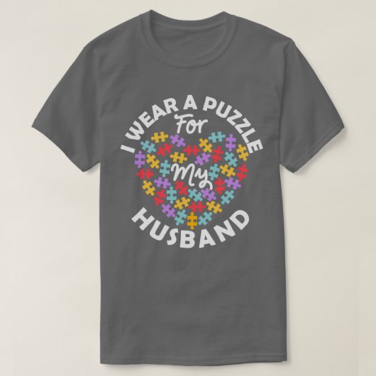 Liefde Heart Autisme Awareness I Draag Puzzle Husb T-shirt (Design voorkant)