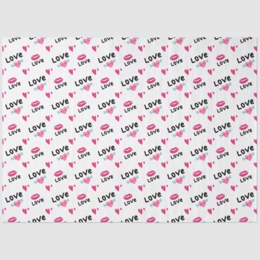 Liefde Hearts en Lips Tissuepapier (Voorkant)